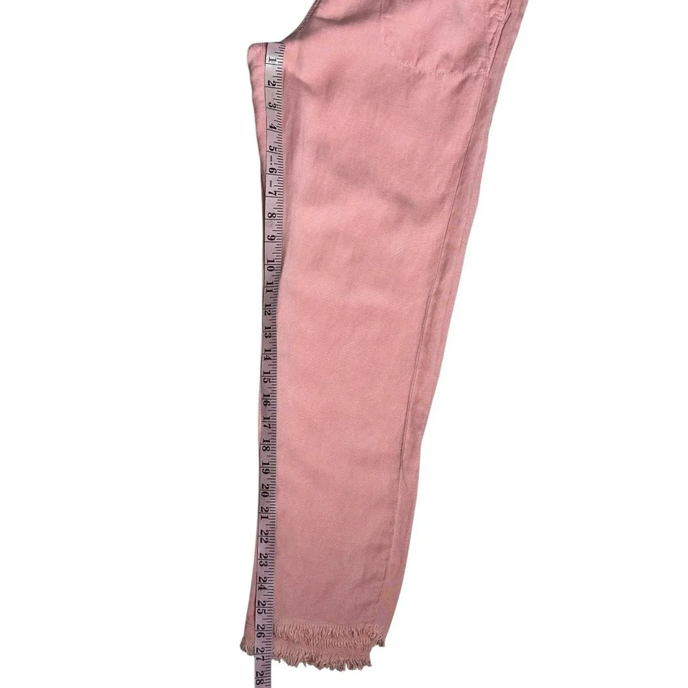 Zara‎ Linen Blend Joggers Womens Drawstring Size Small Pink Fringe